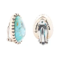 Clip On Blue Turquoise Golden Earrings