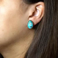 Clip On Blue Turquoise Golden Earrings