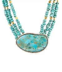 Refined Blue Turquoise Golden Statement Necklace
