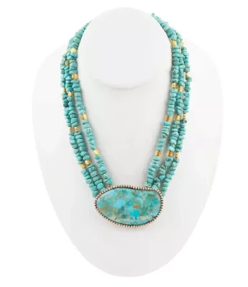 Refined Blue Turquoise Golden Statement Necklace