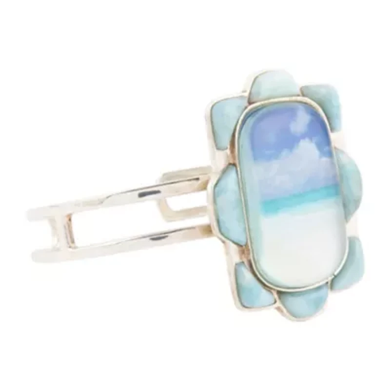 Scenic Beach Blue Larimar and Silver Cuff Bracelet