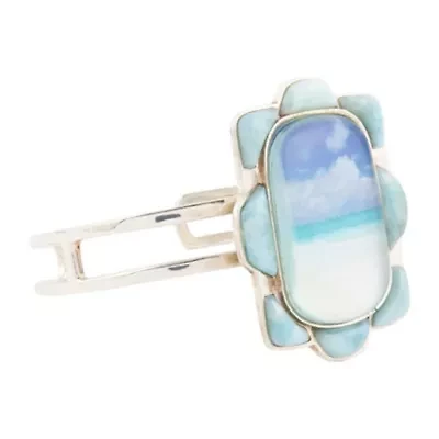 Scenic Beach Blue Larimar and Silver Cuff Bracelet