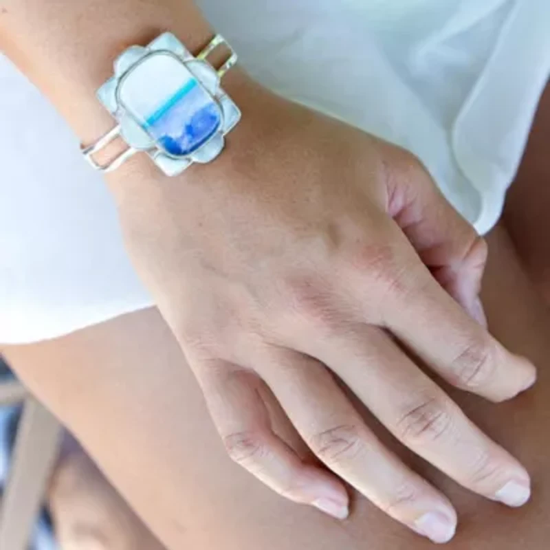 Scenic Beach Blue Larimar and Silver Cuff Bracelet