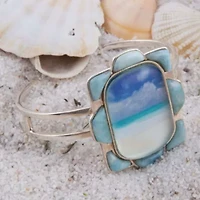 Scenic Beach Blue Larimar and Silver Cuff Bracelet