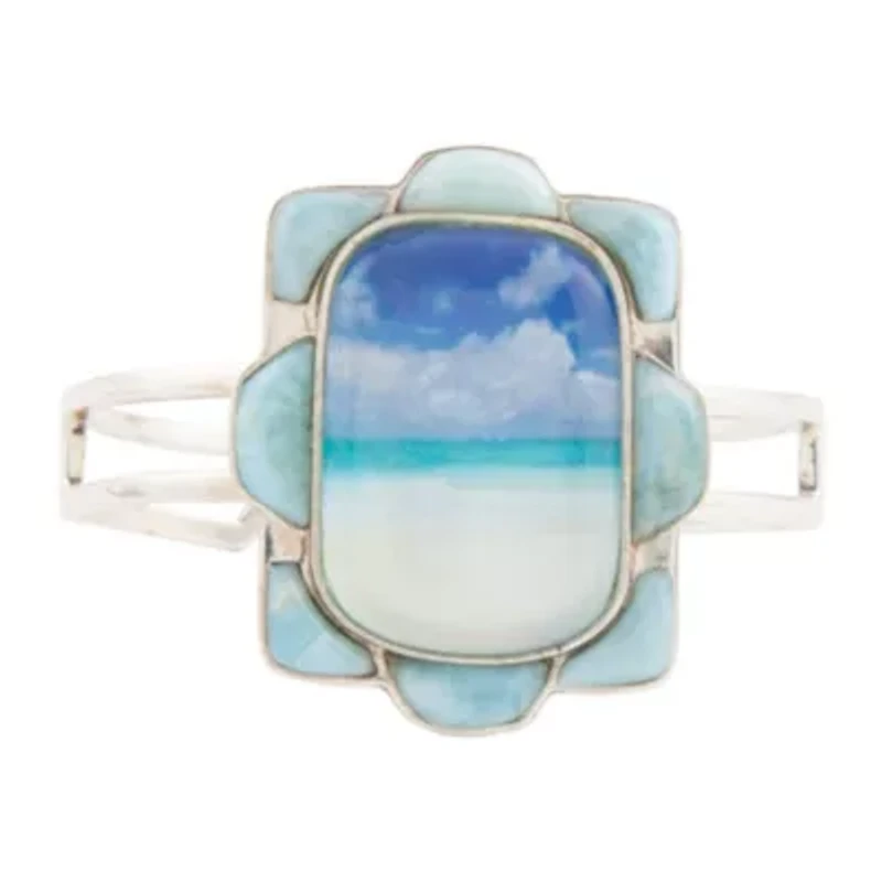 Scenic Beach Blue Larimar and Silver Cuff Bracelet
