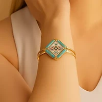 Scenic Native Weave Blue Turquoise Golden Cuff Bracelet