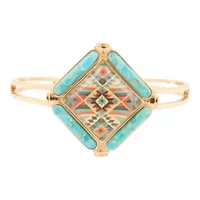 Scenic Native Weave Blue Turquoise Golden Cuff Bracelet