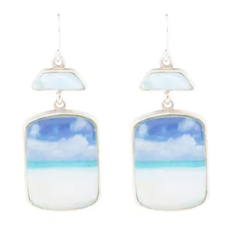 Scenic Beach Blue Larimar and Silver Drop Earrings