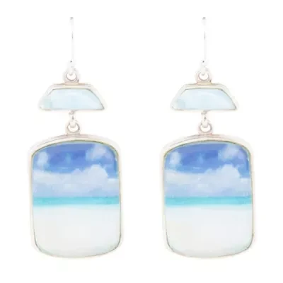 Scenic Beach Blue Larimar and Silver Drop Earrings