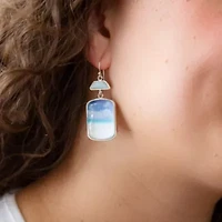 Scenic Beach Blue Larimar and Silver Drop Earrings