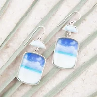 Scenic Beach Blue Larimar and Silver Drop Earrings
