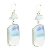 Scenic Beach Blue Larimar and Silver Drop Earrings