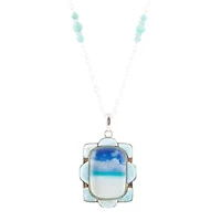 Scenic Beach Blue Larimar and Silver Pendant Necklace