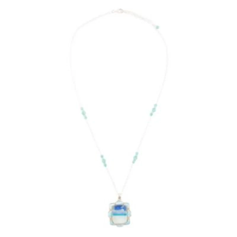 Scenic Beach Blue Larimar and Silver Pendant Necklace