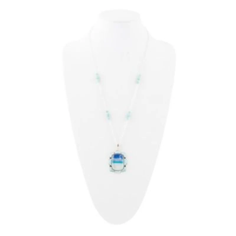 Scenic Beach Blue Larimar and Sterling Silver Pendant Necklace