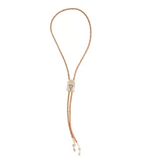 Steer Skull Green Aventurine Golden Leather Bolo Necklace