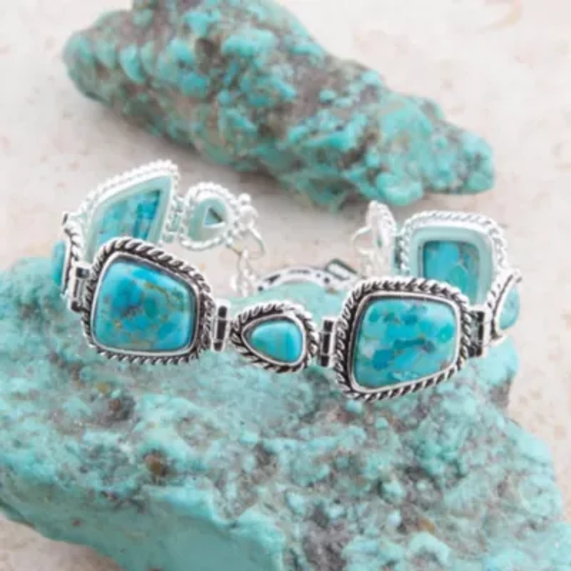 Sedona Blue Turquoise and Silver Toggle Bracelet