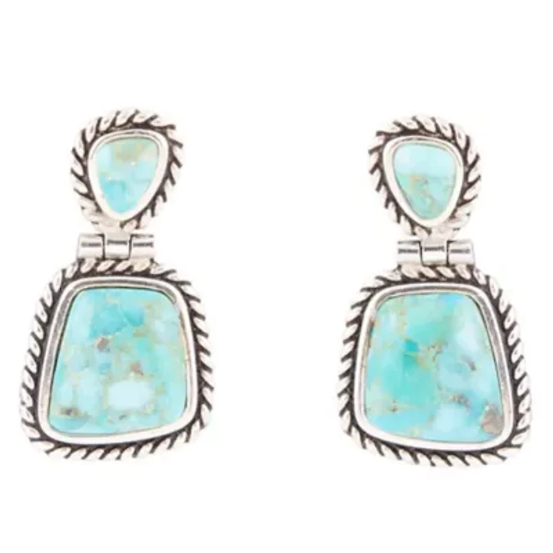 Arizona Blue Turquoise and Silver Roped Earrings