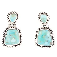 Arizona Blue Turquoise and Silver Roped Earrings