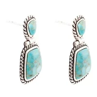 Arizona Blue Turquoise and Silver Roped Earrings