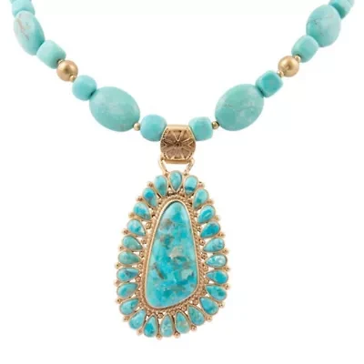 Sedona Blue Turquoise Golden Pendant Necklace