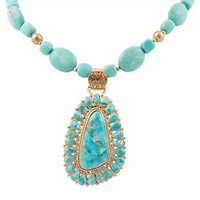 Sedona Blue Turquoise Golden Pendant Necklace