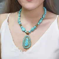 Sedona Blue Turquoise Golden Pendant Necklace