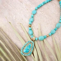 Sedona Blue Turquoise Golden Pendant Necklace