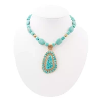 Sedona Blue Turquoise Golden Pendant Necklace