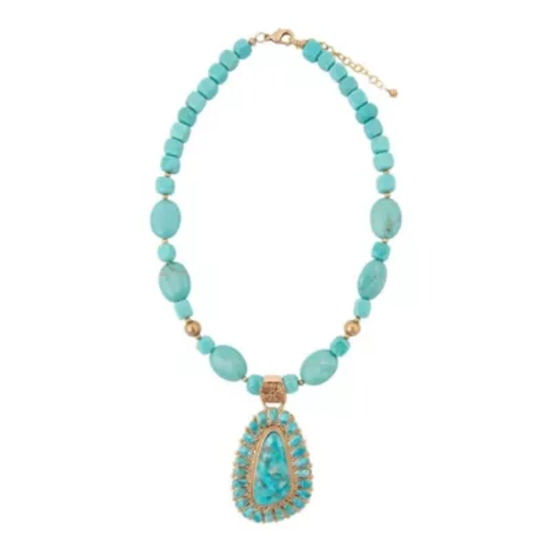 Sedona Blue Turquoise Golden Pendant Necklace