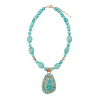Sedona Blue Turquoise Golden Pendant Necklace