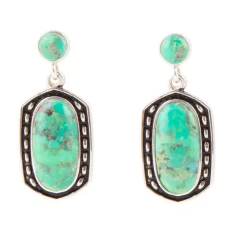 Shielded Lime Turquoise and Sterling Silver Earrings