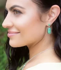 Shielded Lime Turquoise and Sterling Silver Earrings