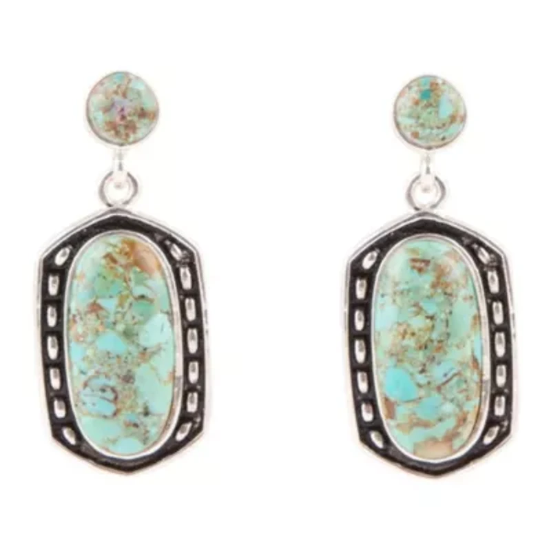 Shielded Turquoise and Sterling Silver Earrings