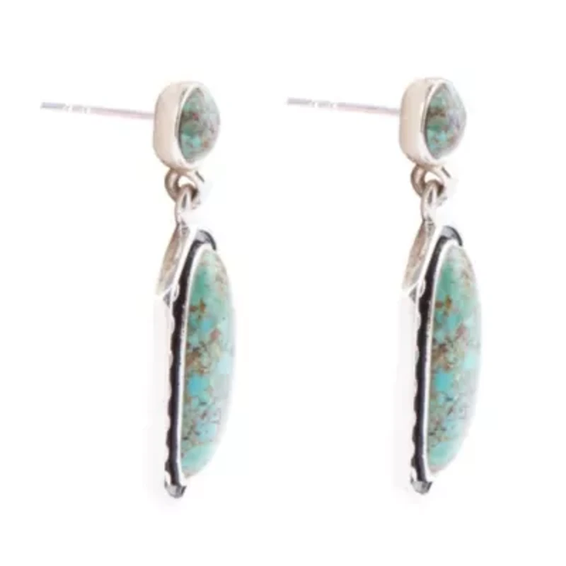 Shielded Turquoise and Sterling Silver Earrings