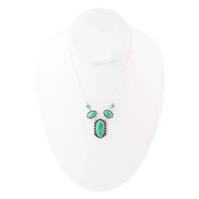 Shielded Lime Turquoise and Sterling SIlver Necklace