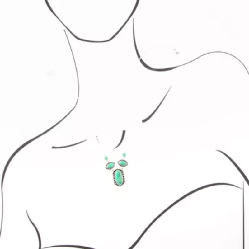Shielded Lime Turquoise and Sterling SIlver Necklace