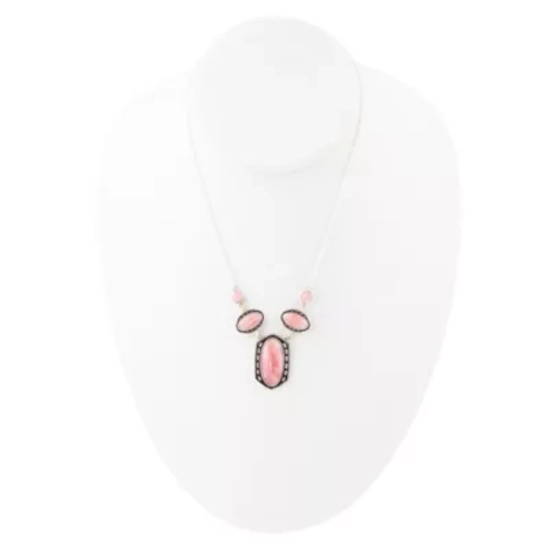 Shielded Rhodonite and Sterling Silver Necklace