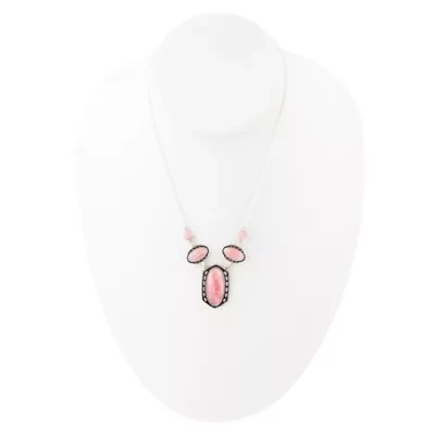 Shielded Rhodonite and Sterling Silver Necklace
