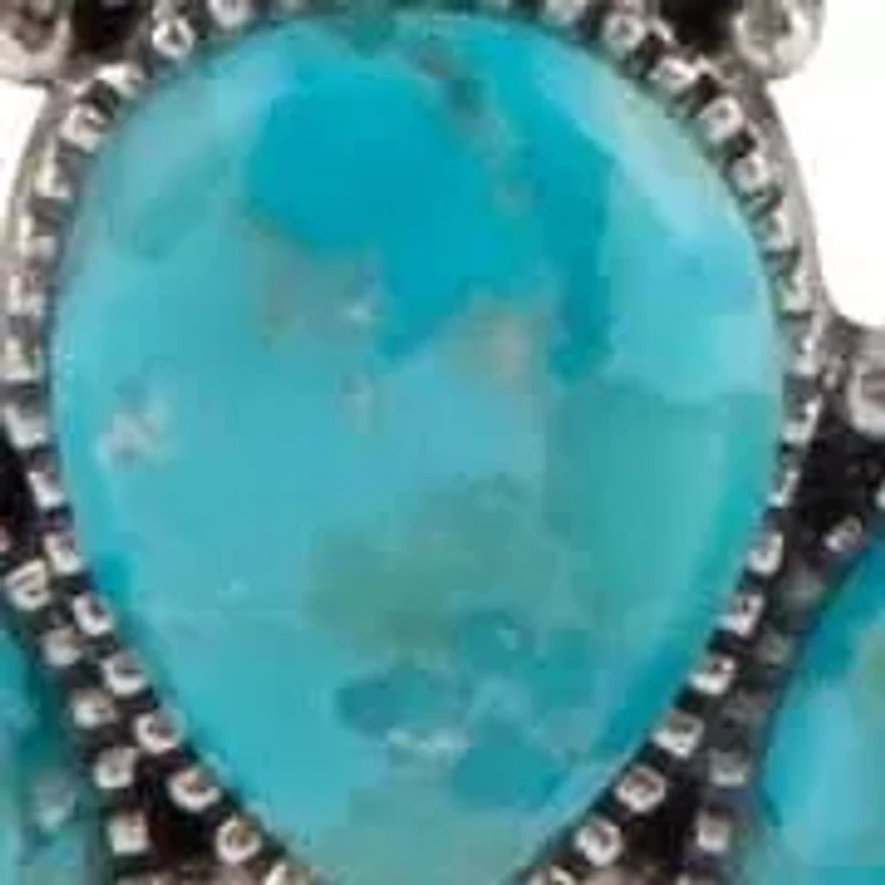 Squash Blossom Statement Blue Turquoise and Silver Necklace