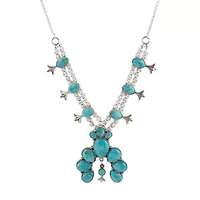 Squash Blossom Statement Blue Turquoise and Silver Necklace