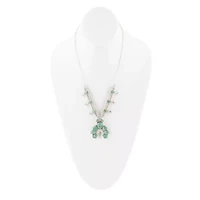 Squash Blossom Statement Blue Turquoise and Silver Necklace