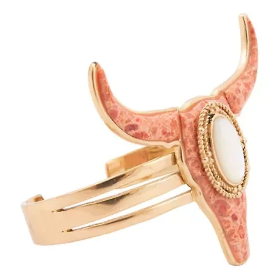 Longhorn Orange Sponge Coral Golden Cuff Bracelet