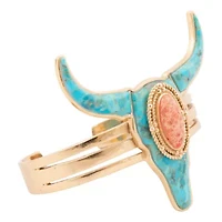 Longhorn Blue Turquoise Golden Cuff Bracelet