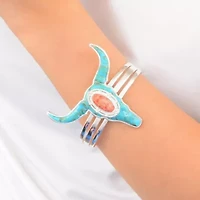 Longhorn Blue Turquoise Silver Cuff Bracelet