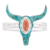 Longhorn Blue Turquoise Silver Cuff Bracelet