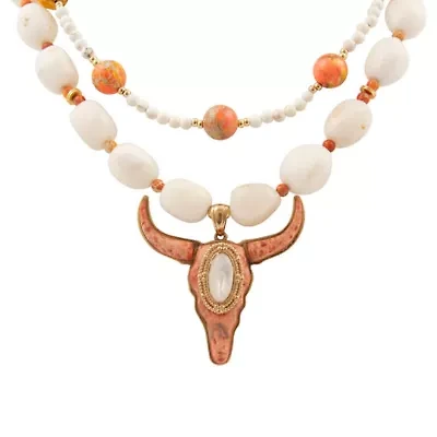 Longhorn Orange Sponge Coral Golden Necklace