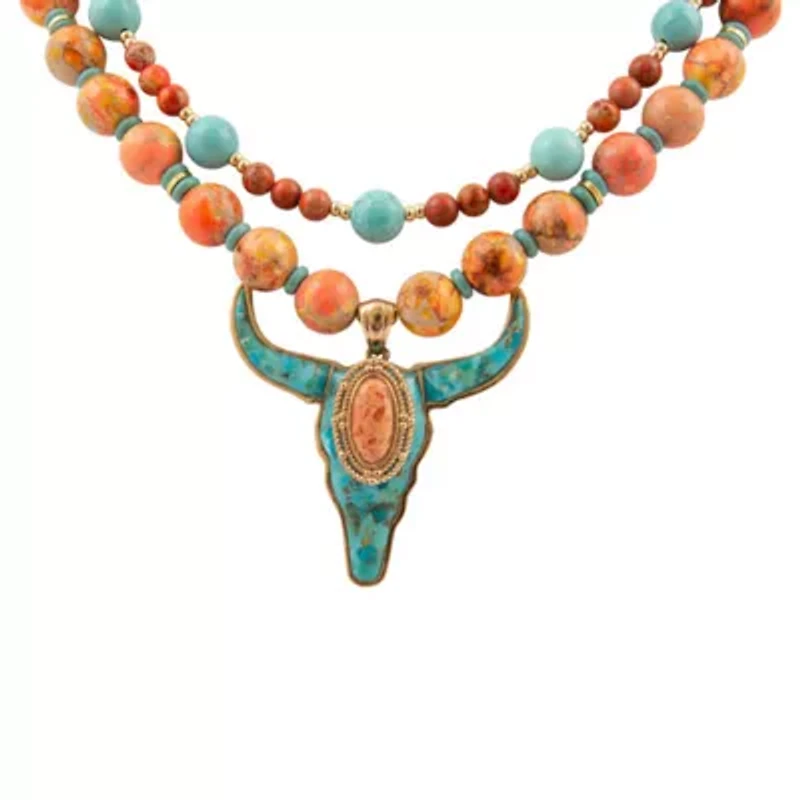 Longhorn Blue Turquoise Golden Necklace