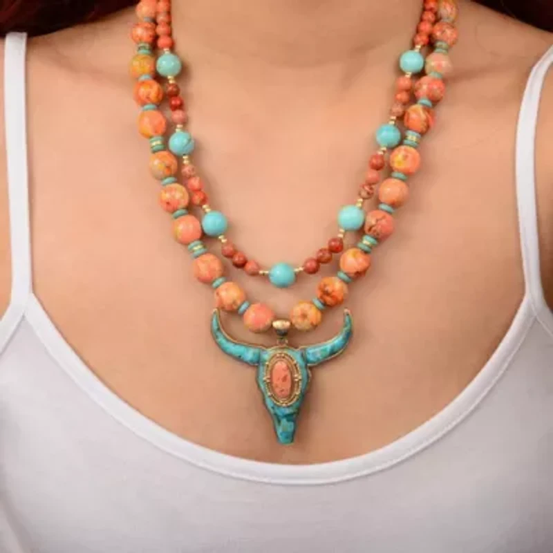 Longhorn Blue Turquoise Golden Necklace