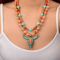 Longhorn Blue Turquoise Golden Necklace